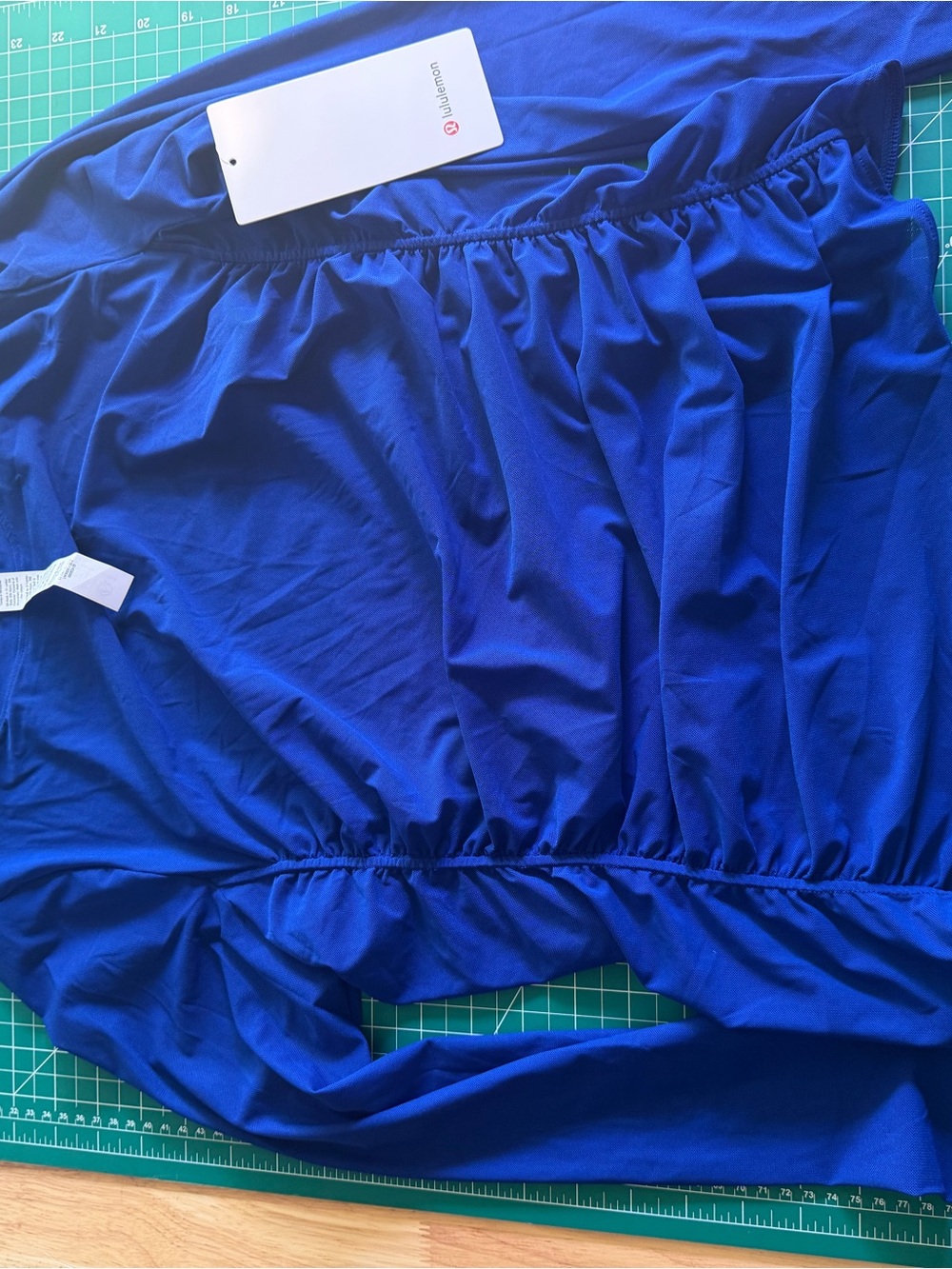 lululemon athletica cobalt blue mesh ruched long sleeve